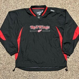 Detroit Red Wings NHL CCM Center Ice Pullover Jacket Black Red Men’s Size M